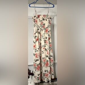 Floral Maxi Dress - Cream and Pink